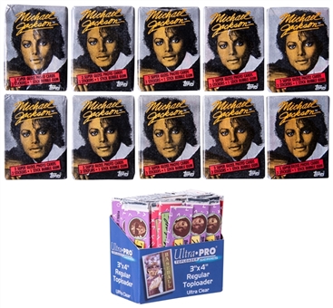 Lot of (11) Items Including (10) Loose Sealed and Unopened Topps Michael Jackson Series 1 Wax Packs & (About 100) Pieces Of Michael Jackson Wrapped Gum